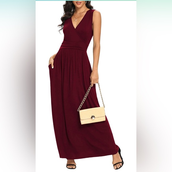 Burgundy Cross Front Maxi Dress - Picture 1 of 5